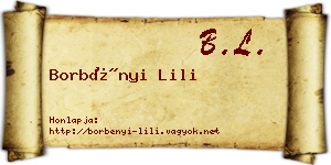 Borbényi Lili névjegykártya